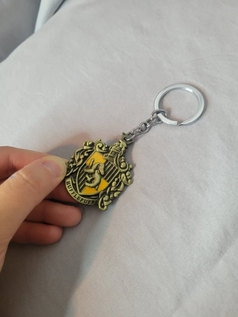 Harry Potter Hufflepuff Crest Yellow, Brass & Black Metal Keychain